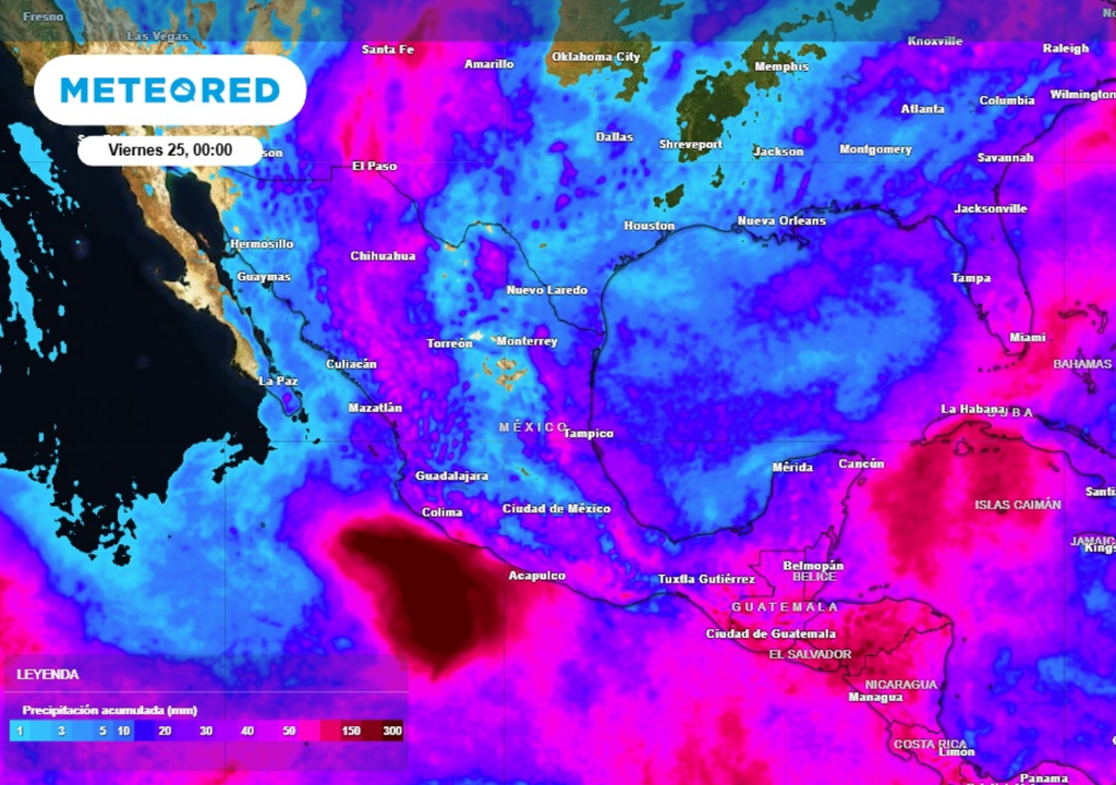 LLuvias Pronóstico de lluvia acumulada para las próximas 96 horas en México.