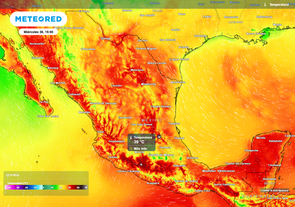 Pronóstico de temperaturas en grados Celsius