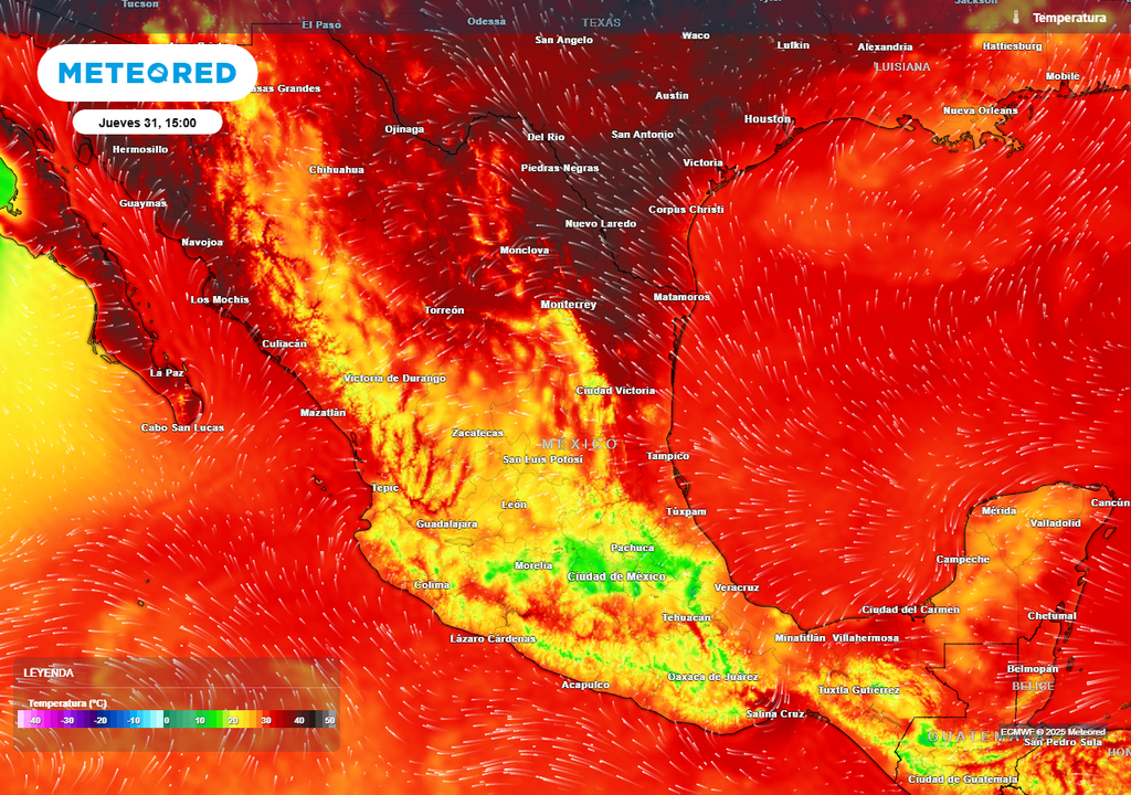 Pronóstico de temperaturas en grados Celsius