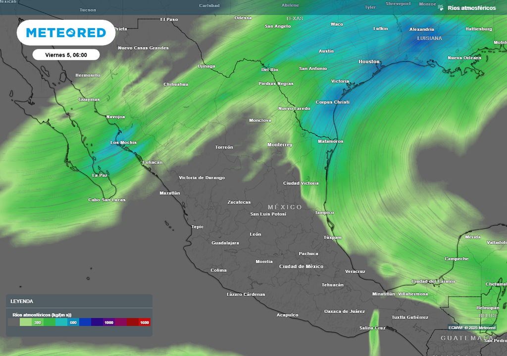 Esta semana, la humedad estará llegando a varias regiones del país por la corriente en chorro y frentes fríos, generando periodos de lluvias, resaltando desde miércoles/jueves
