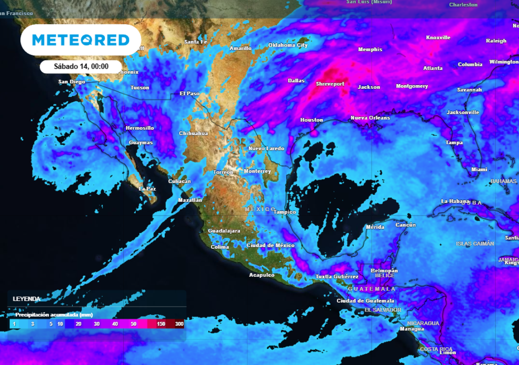 Lluvias Pronóstico de lluvia acumulada para los próximos días en México.