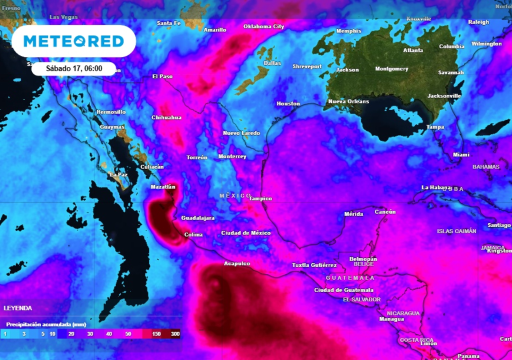 Tormenta Pronóstico de lluvia acumulada para las próximas 96 horas en México.