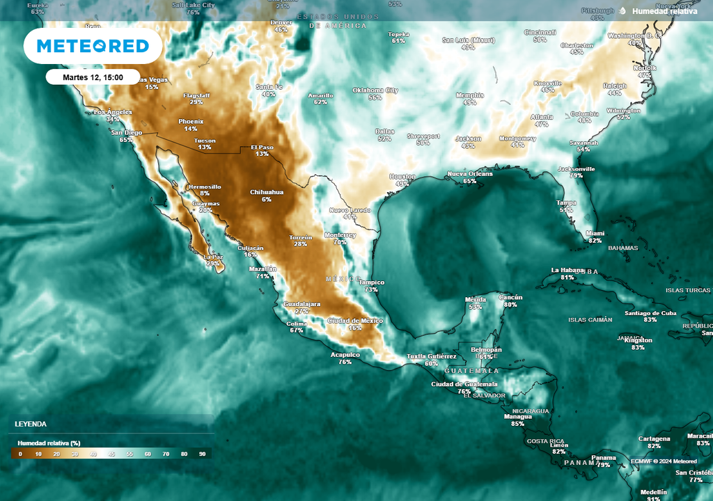 Pronóstico de humedad relativa en porcentaje Pronóstico de humedad relativa en porcentaje
