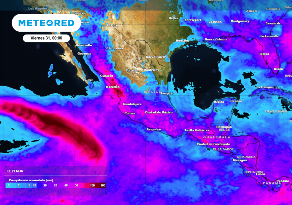 Rain Pronóstico de lluvia acumulada para las próximas 96 horas en México.