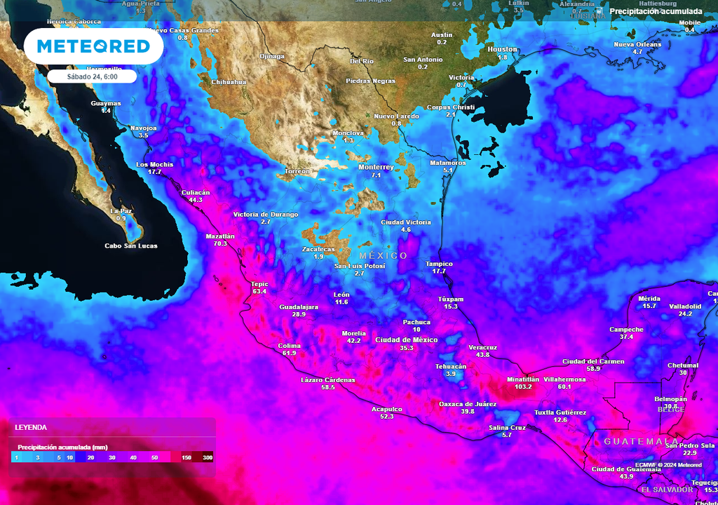 Acumulado de lluvias pronosticadas