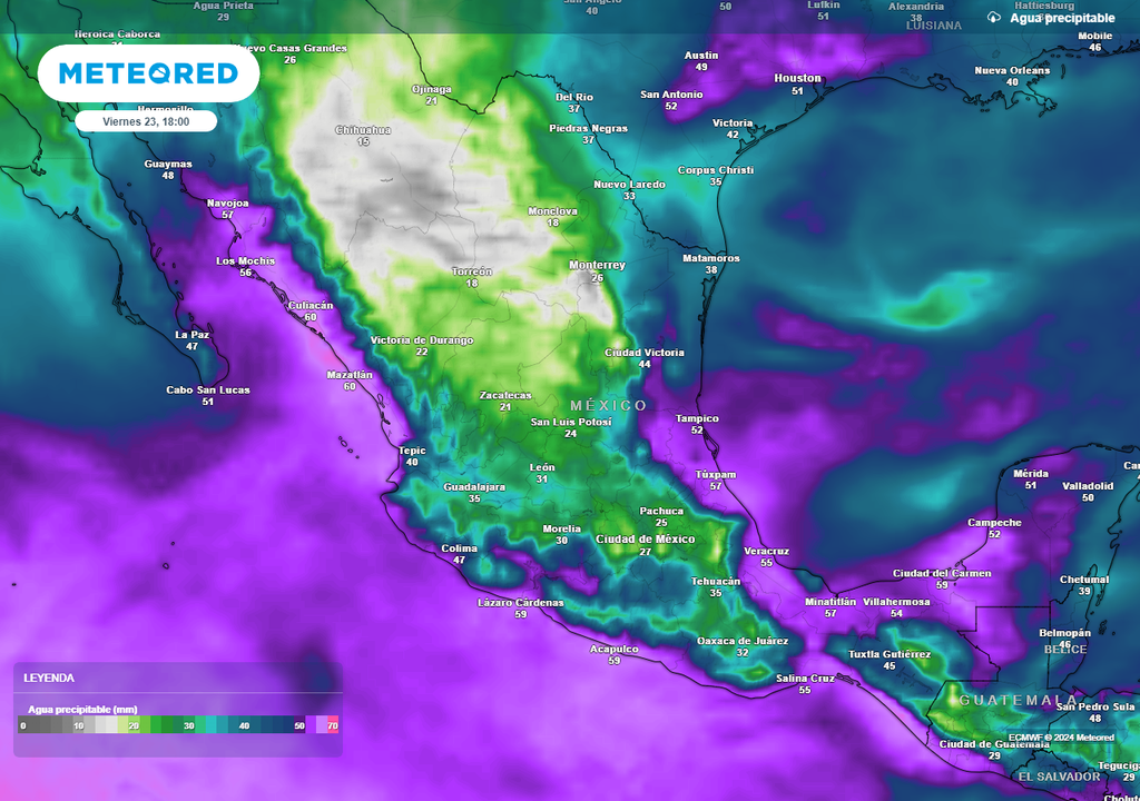 Agua precipitable en México