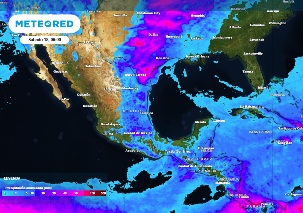 Pronóstico de lluvia acumulada para esta semana en México.