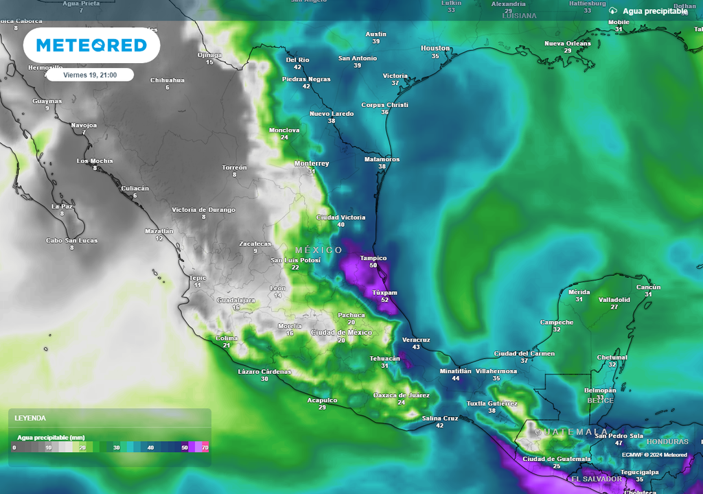 Agua precipitable en milímetros Agua precipitable en milímetros