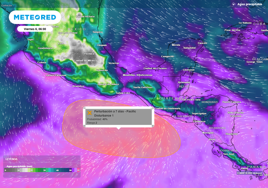 Pronóstico de agua precipitable en milímetros Pronóstico de agua precipitable en milímetros