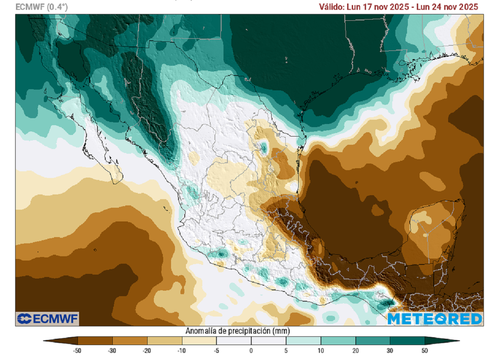 Anomalía semanal de precipitaciones