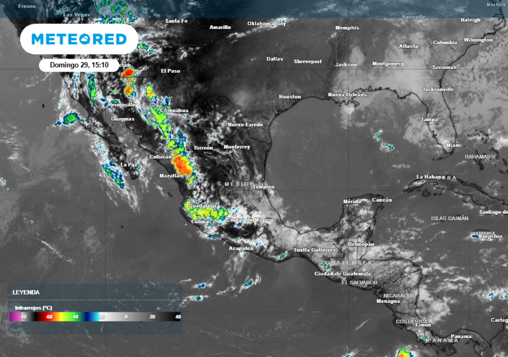 Las tormentas comienzan a organizarse desde el Noroeste hasta el Centro del país, con núcleos intensos que anticipan lluvias eléctricas y granizo.