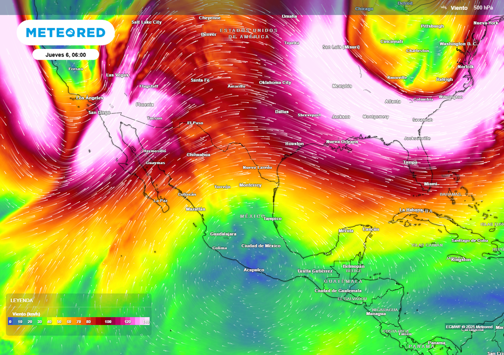 Pronóstico del viento a 5 km de altitud Pronóstico del viento a 5 km de altitud