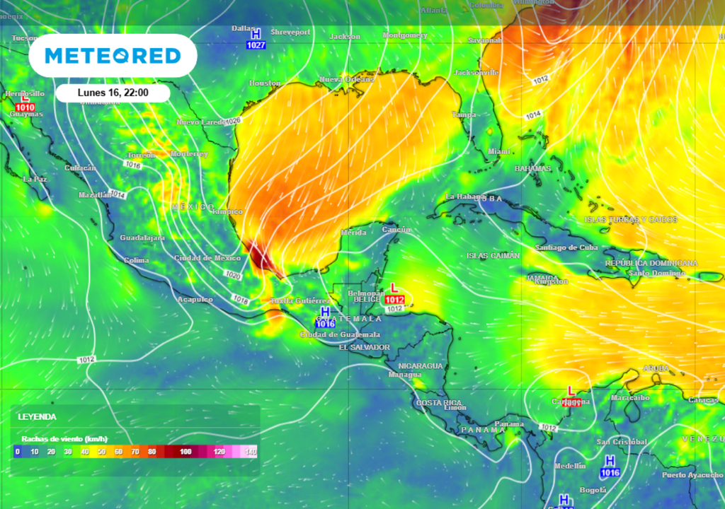 Se espera evento de "Norte" con vientos de hasta 120 km/h en el Golfo de México e Istmo de Tehuantepec.
