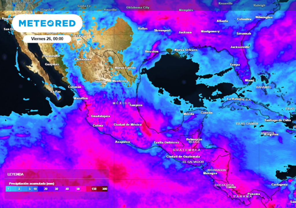 LLuvias Pronóstico de lluvia acumulada para las próximas 96 horas en México.