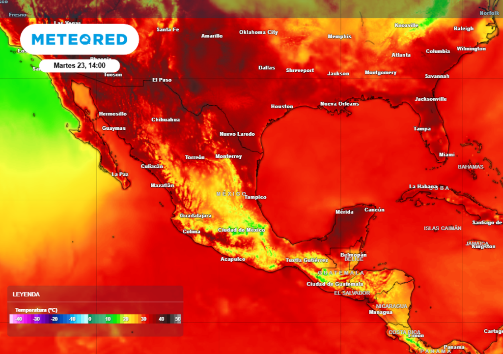 Calor Se espera que en varios estados de México las temperaturas máximas alcancen o superen los 45 °C. Se recomienda tomar precauciones por golpe de calor.