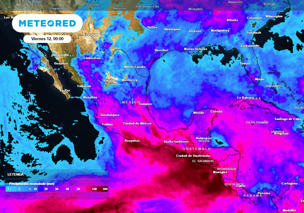 LLuvias Pronóstico de lluvia acumulada para las próximas 96 horas en México.
