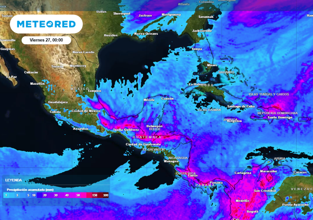 Lluvias Pronóstico de lluvia acumulada para los próximos días en México.