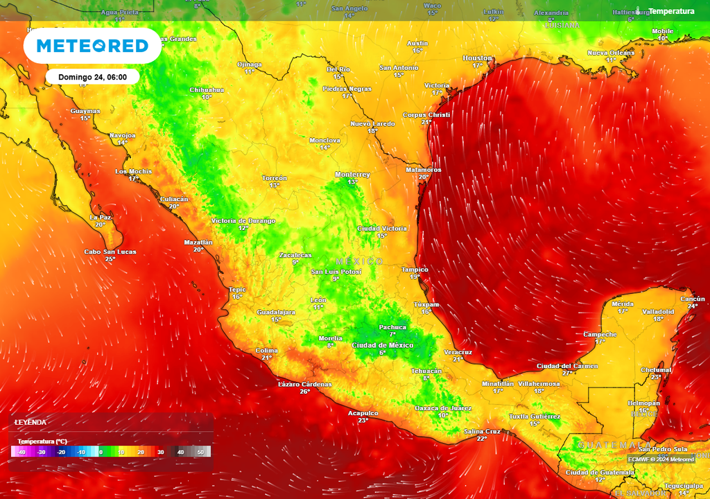 Pronóstico de temperaturas en grados Celsius