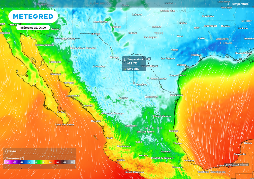 Pronóstico de temperaturas en grados Celsius
