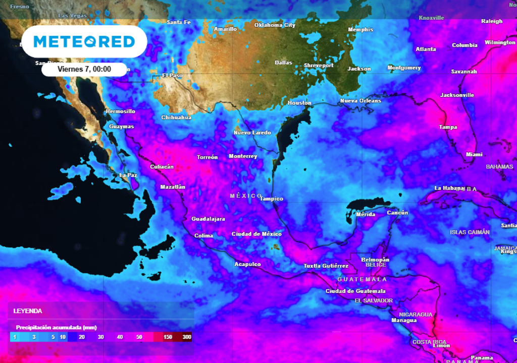 LLuvias Pronóstico de lluvia acumulada para las próximas 96 horas en México.