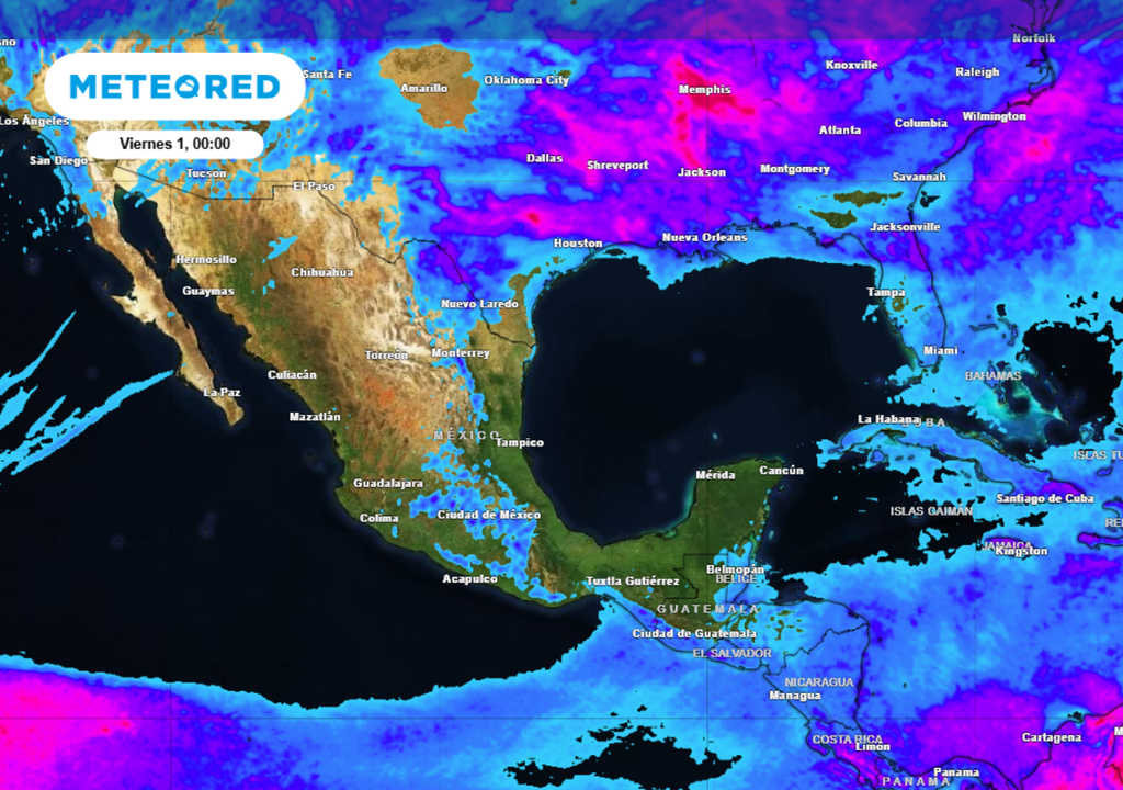Pronóstico de lluvia acumulada para las próximas 96 horas en México.
