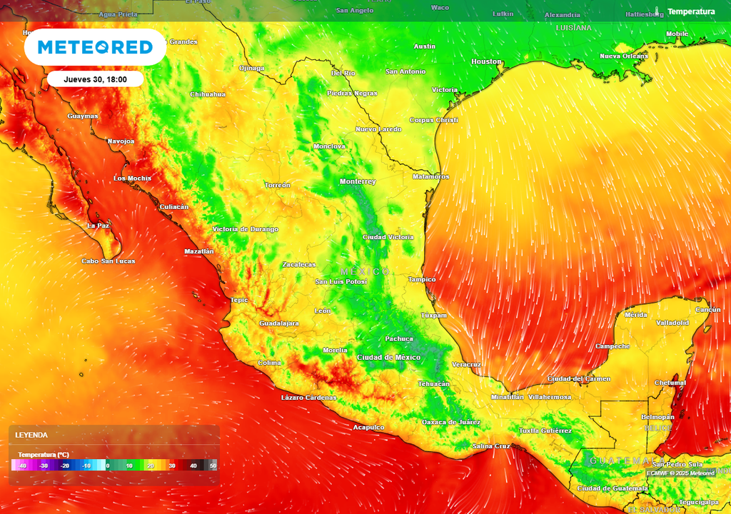 Pronóstico de temperaturas en grados Celsius