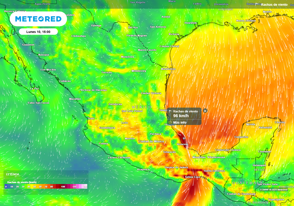 Pronóstico de ráfagas de viento en km/h Pronóstico de ráfagas de viento en km/h