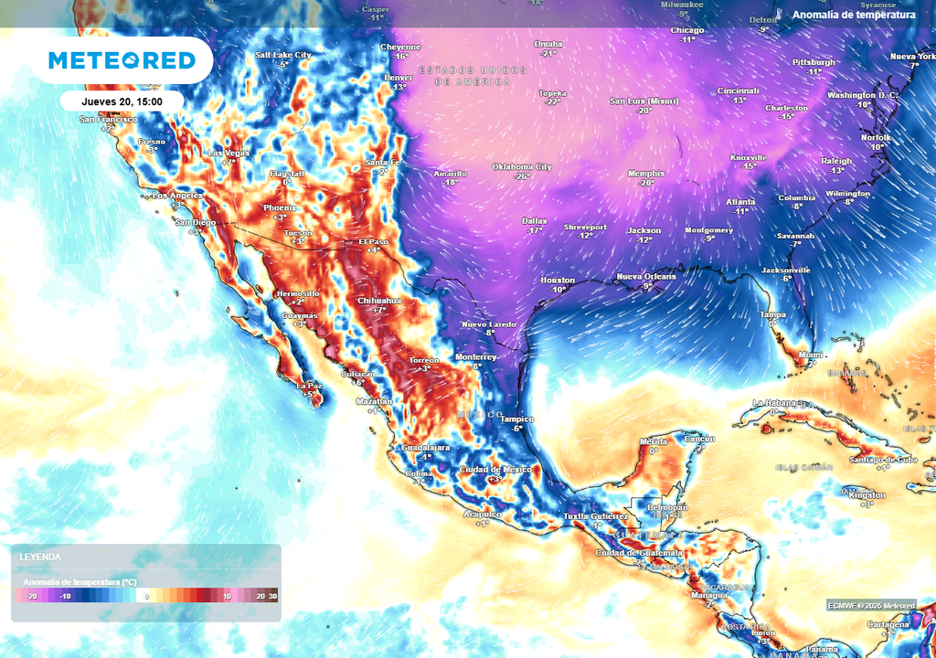 Anomalía de temperaturas en grados Celsius Anomalía de temperaturas en grados Celsius