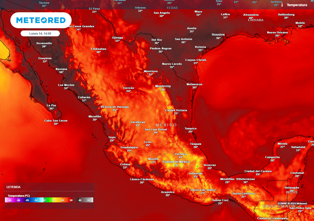 Pronóstico de temperatura en grados Celsius