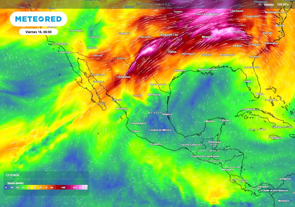 Pronóstico de viento a 5 kilómetros de altitud