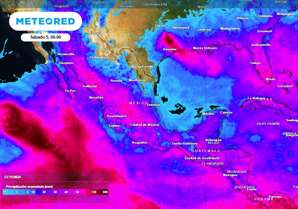 Lluvias Pronóstico de lluvia acumulada para esta semana en México.