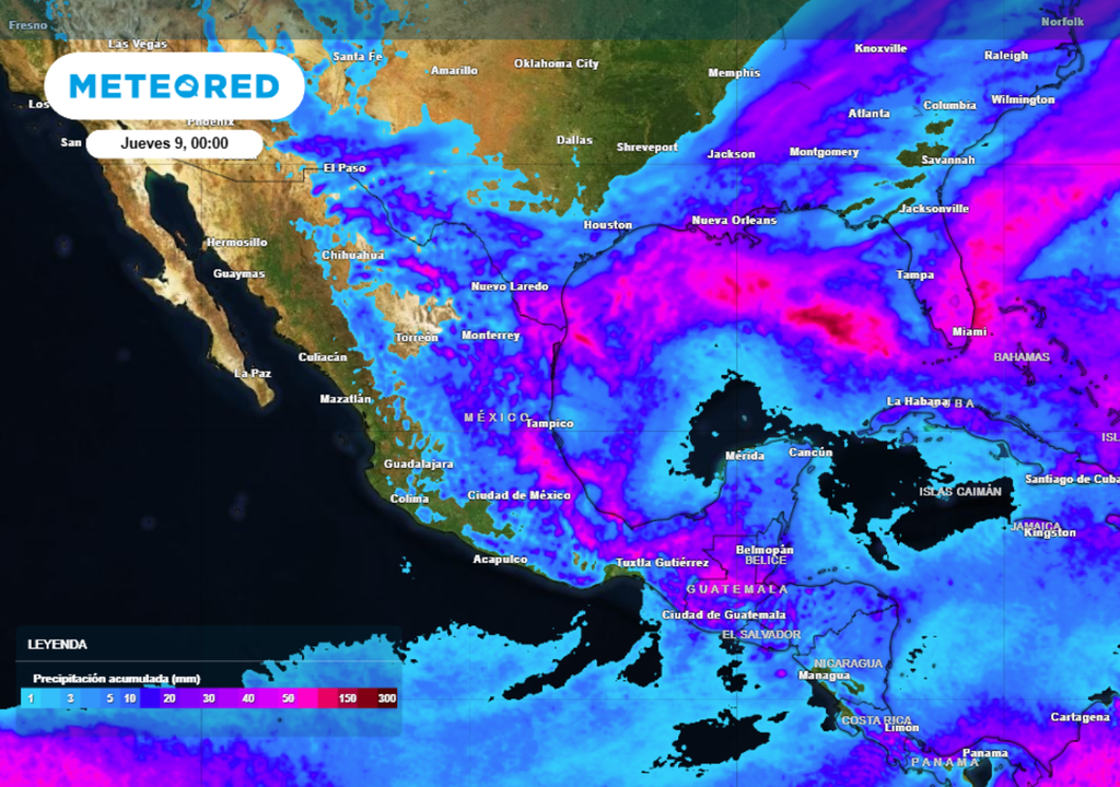 Las lluvias se concentrarán en el Golfo, Oriente y Sureste, con acumulados elevados que podrían generar encharcamientos y crecidas en varias zonas.