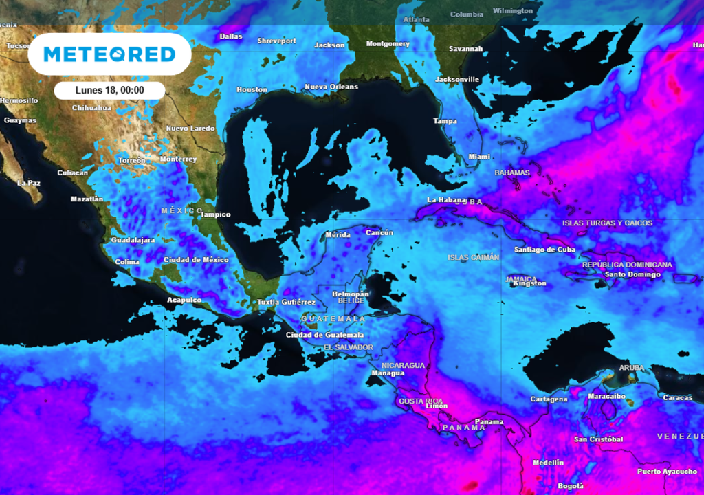 Pronóstico de lluvia acumulada para las próximas 96 horas en México.