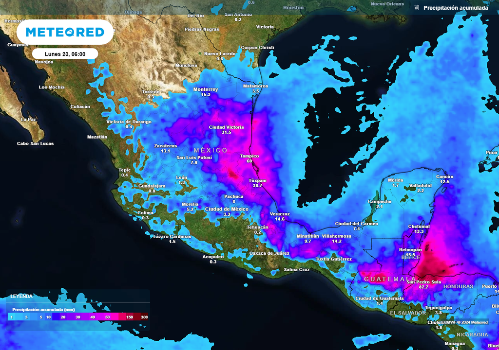 Pronóstico de precipitaciones acumuladas en milímetros