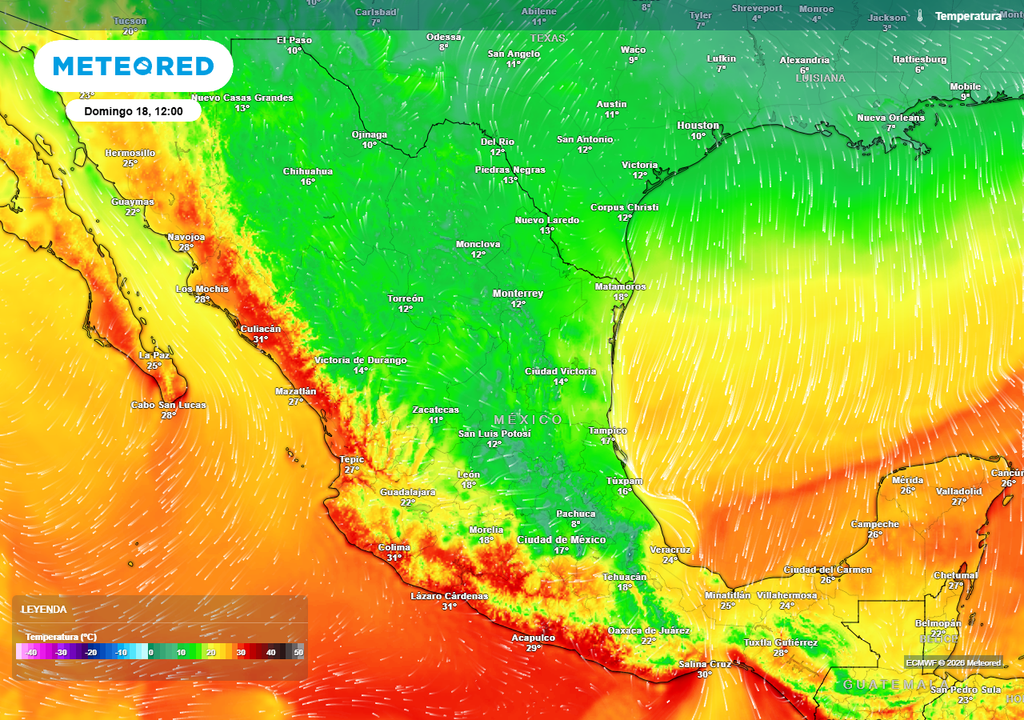 Descensos de temperatura este fin de semana, siendo más notable en horas nocturnas y el domingo siendo fresca-fría la tarde en el norte, noreste, centro y oriente.