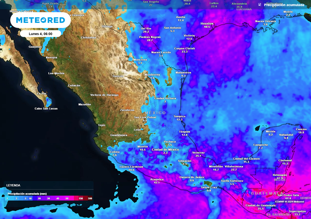 Pronóstico de lluvias acumuladas en milímetros Pronóstico de lluvias acumuladas en milímetros