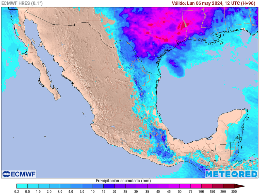 Acumulado de lluvias en milímetros