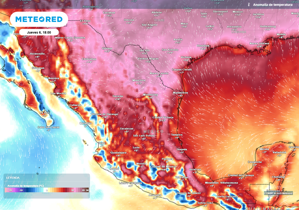 Anomalía de temperaturas en grados Celsius