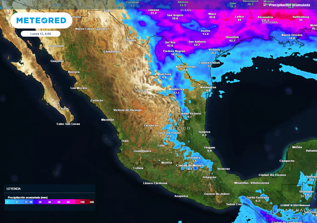 Acumulado de lluvias en milímetros