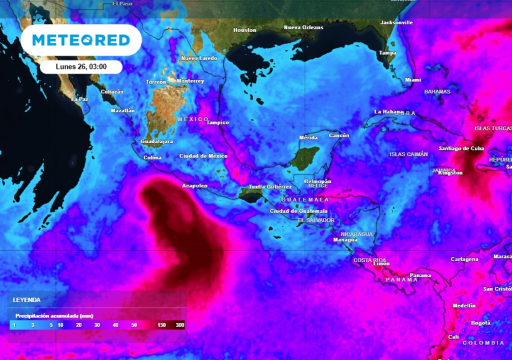 Rain Pronóstico de lluvia acumulada para las próximas 96 horas en México.