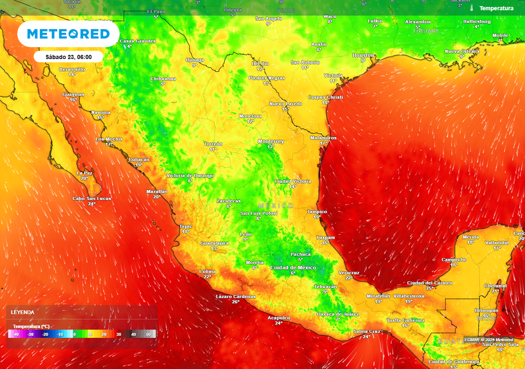 Pronóstico de temperaturas en grados Celsius