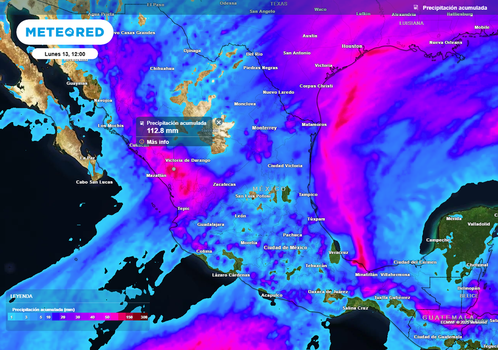Pronóstico de lluvia acumulada en milímetros