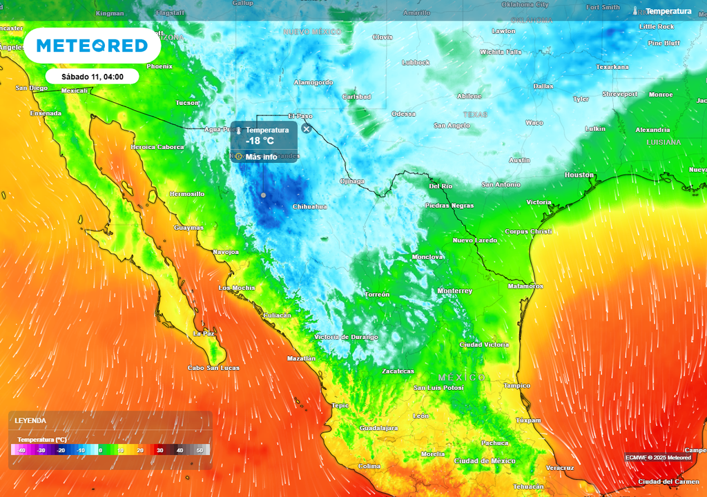Pronóstico de temperaturas en grados Celsius