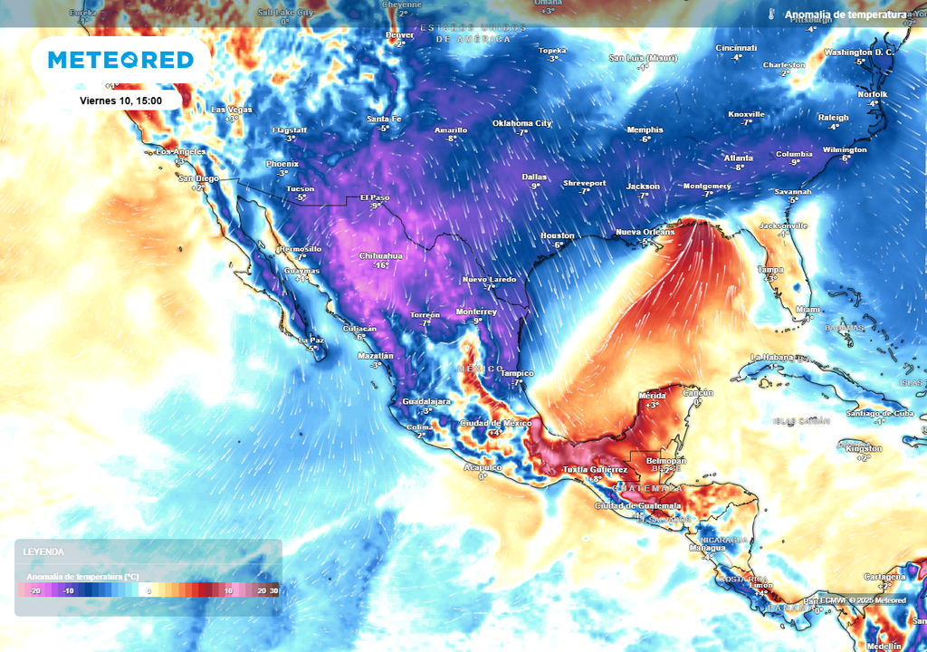 Anomalía de temperaturas en grados Celsius