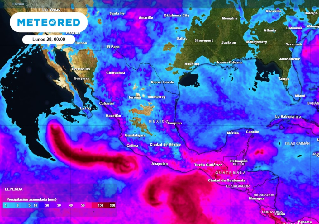 Lluvias Lluvia acumulada para los próximos días en México.