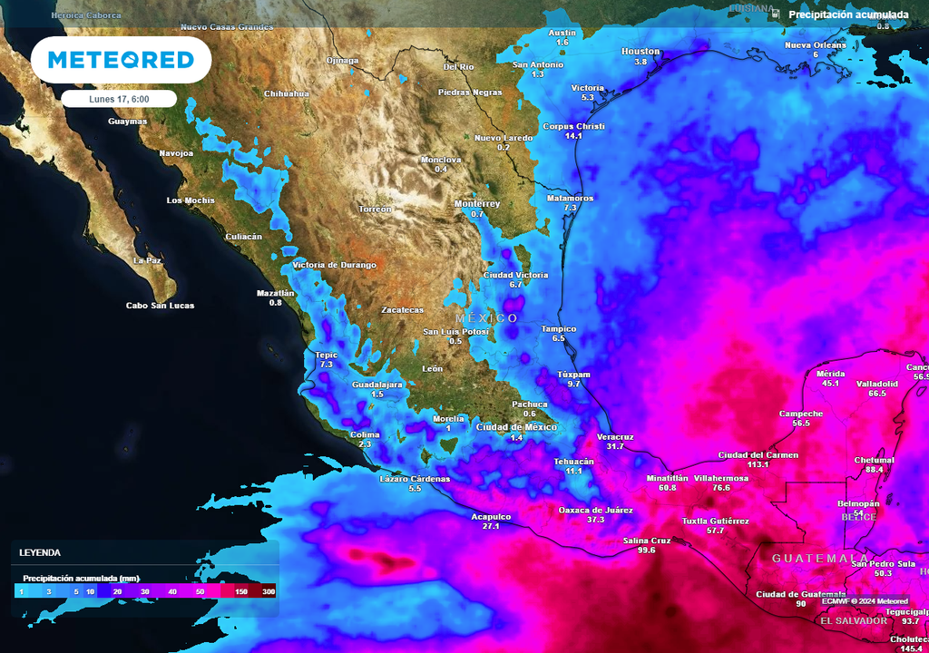 Acumulado de lluvias en milímetros