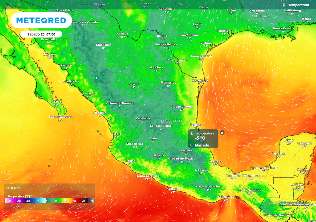 Pronóstico de temperaturas mínimas sábado 20 de diciembre Pronóstico de temperaturas mínimas sábado 20 de diciembre