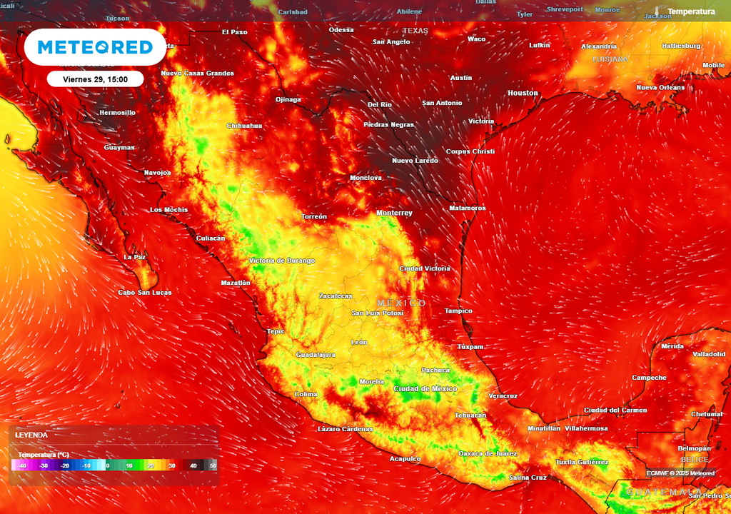 Pronóstico de temperaturas en grados Celsius