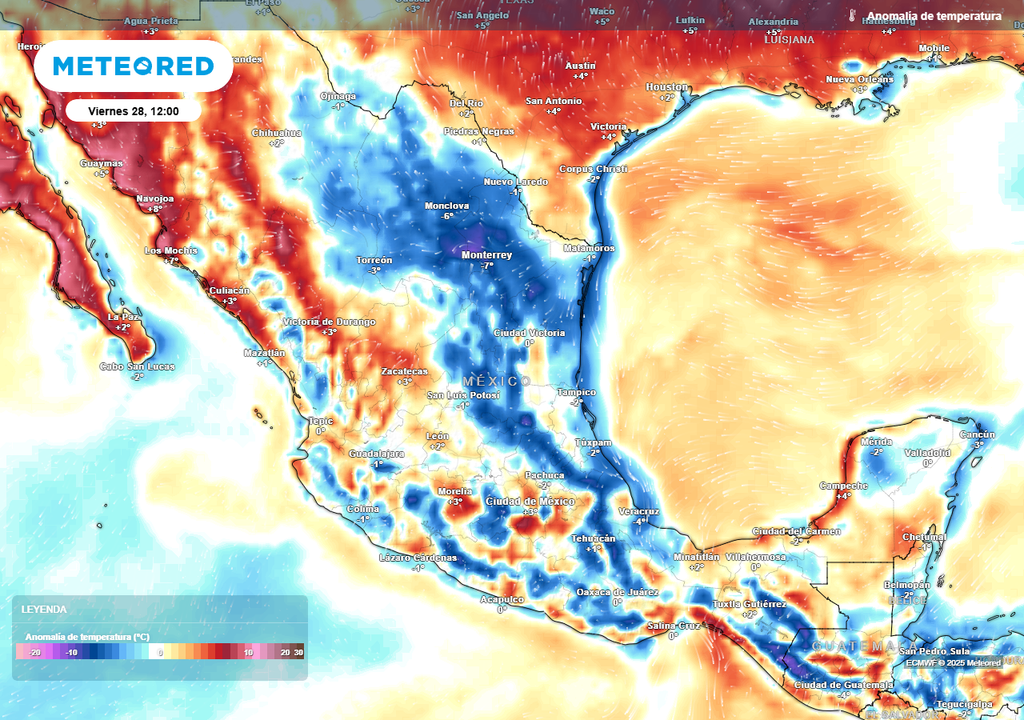 Anomalía de temperaturas en grados Celsius Anomalía de temperaturas en grados Celsius