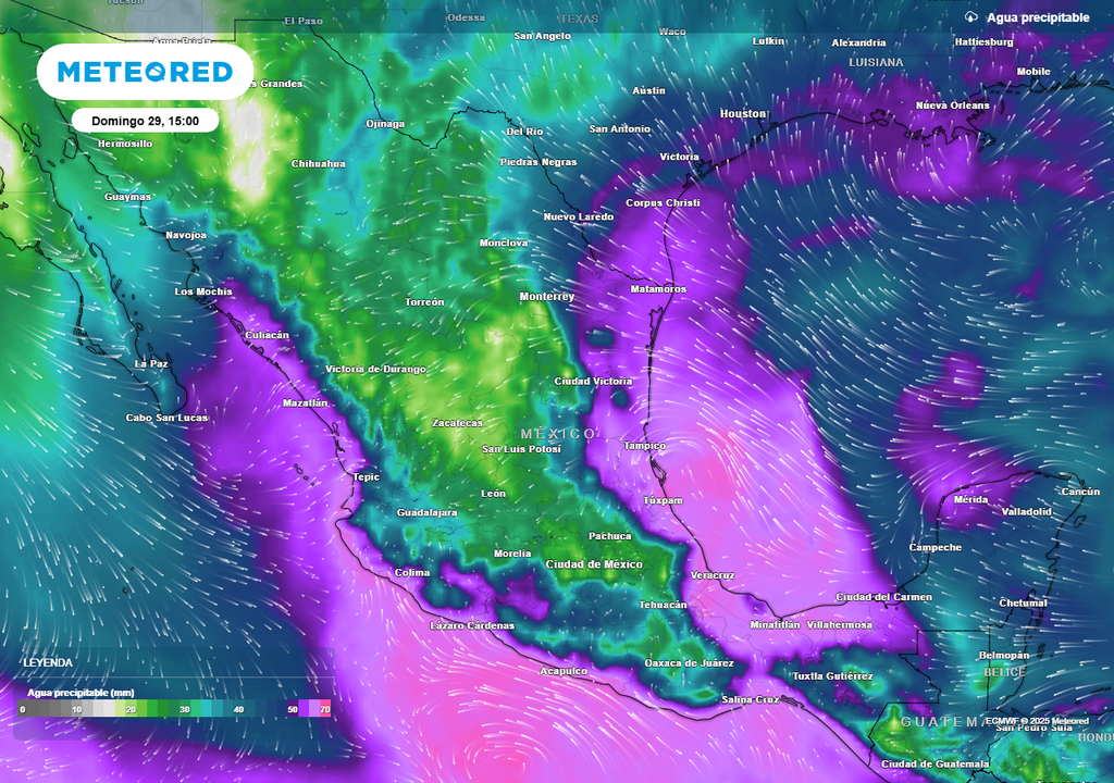 Pronóstico de agua precipitable en milímetros